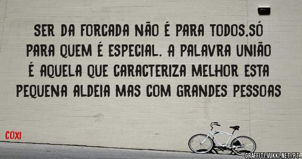 Ser da Forcada não é para todos,só para quem é especial. A palavra união é aquela que caracteriza melhor esta pequena aldeia mas com grandes pessoas