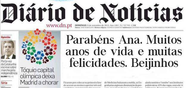 Parabéns Ana. Muitos anos de vida e muitas felicidades. Beijinhos