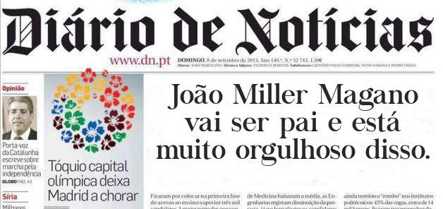 João Miller Magano vai ser pai e está muito orgulhoso disso. 