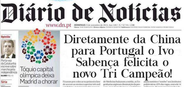 Diretamente da China para Portugal o Ivo Sabença felicita o novo Tri Campeão!