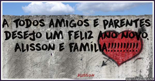 A todos amigos e parentes desejo um feliz ano novo.
Alisson e família!!!!!!!!!!