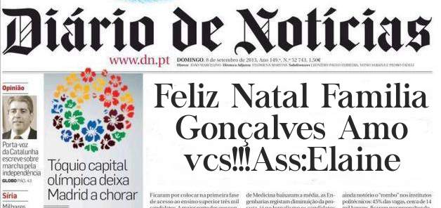 Feliz Natal Familia Gonçalves Amo vcs!!!Ass:Elaine 