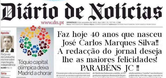 Faz hoje 40 anos que nasceu José Carlos Marques Silva!!
A redacção do jornal deseja lhe as maiores felicidades!
PARABÉNS JC !!