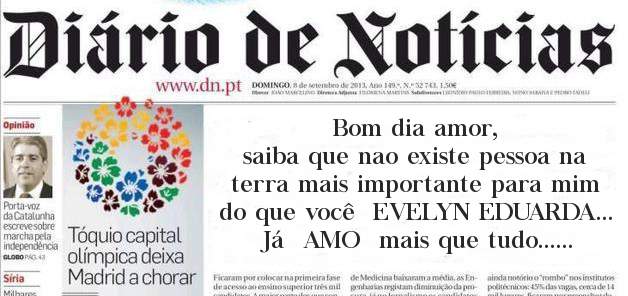 Bom dia amor, 
saiba que nao existe pessoa na terra mais importante para mim do que você  EVELYN EDUARDA... Já  AMO  mais que tudo... 
    Bom dia.