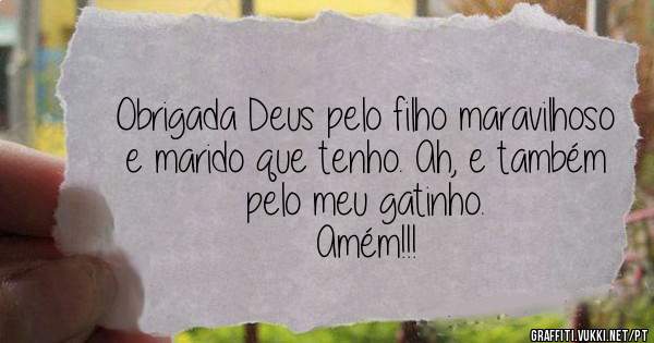 Obrigada Deus pelo filho maravilhoso e marido que tenho. Ah, e também pelo meu gatinho.
Amém!!!