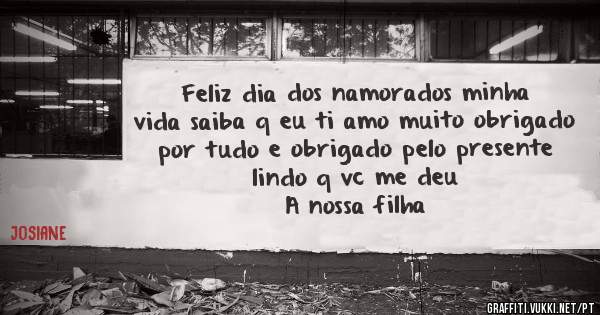 Feliz dia dos namorados minha vida saiba q eu ti amo muito obrigado por tudo e obrigado pelo presente lindo q vc me deu
A nossa filha