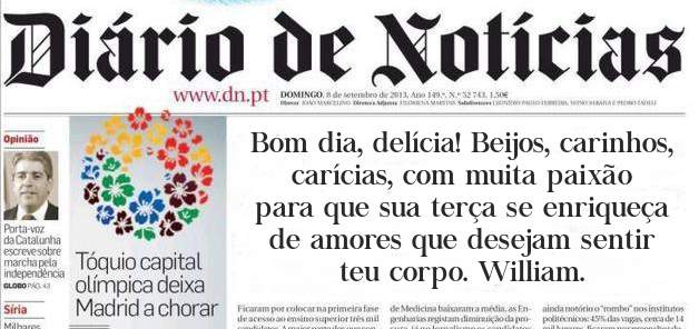 Bom dia, delícia! Beijos, carinhos, carícias, com muita paixão para que sua terça se enriqueça de amores que desejam sentir teu corpo. William.