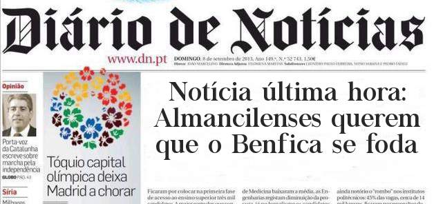 Notícia última hora: Almancilenses querem que o Benfica se foda