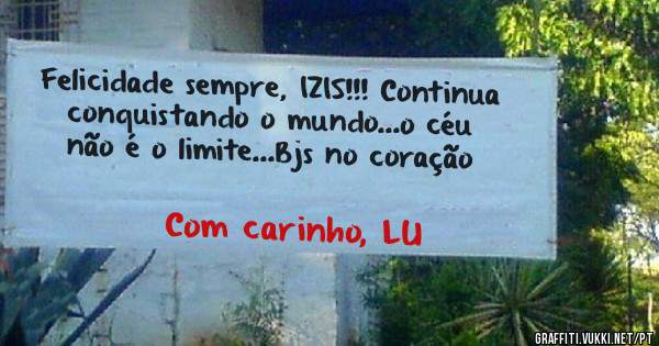 Felicidade sempre, IZIS!!! Continua conquistando o mundo...o céu não é o limite...Bjs no coração 