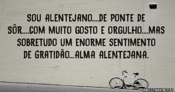 Sou Alentejano....de Ponte de Sôr....com muito gosto e orgulho....mas sobretudo um enorme sentimento de Gratidão...ALMA ALENTEJANA.
