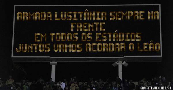 Armada Lusitânia sempre na frente 
Em todos os Estádios
Juntos vamos acordar o Leão 