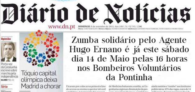  Zumba solidário pelo Agente Hugo Ernano é já este sábado dia 14 de Maio pelas 16 horas nos Bombeiros Voluntários da Pontinha
