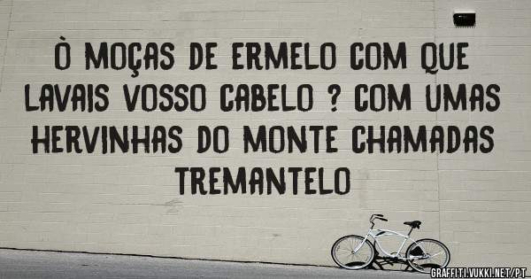 ò moças de ermelo com que lavais vosso cabelo ? com umas hervinhas do monte chamadas tremantelo

