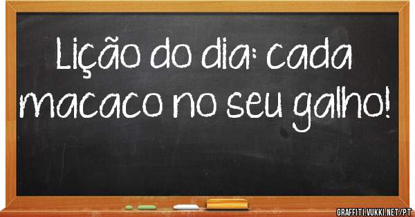 Lição do dia: cada macaco no seu galho! 