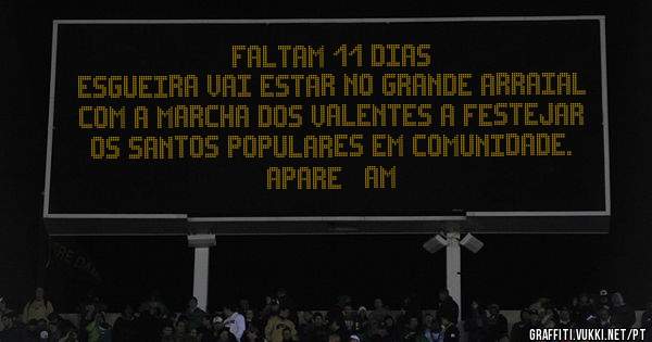 FALTAM 11 DIAS
Esgueira vai estar no Grande Arraial com a Marcha dos Valentes a festejar os Santos Populares em comunidade. APAREÇAM