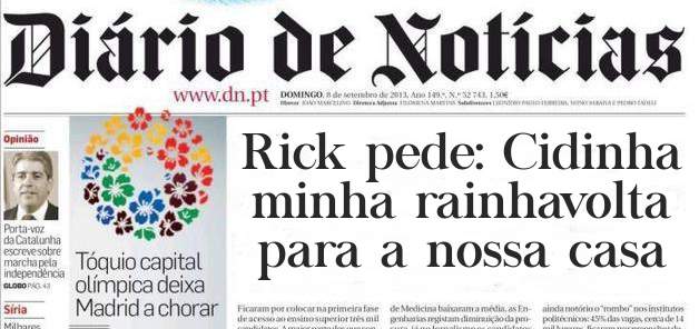 Rick pede: Cidinha minha rainhavolta para a nossa casa