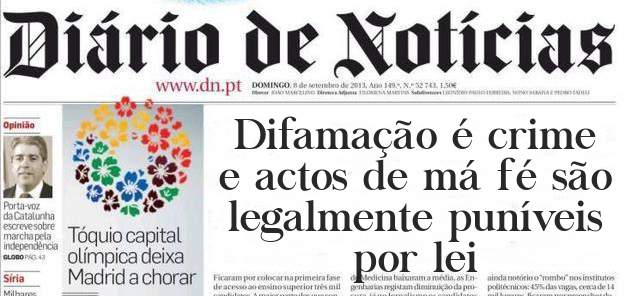 Difamação é crime e actos de má fé são legalmente puníveis por lei 