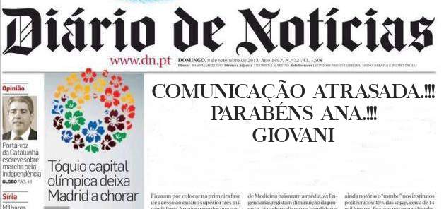 COMUNICAÇÃO ATRASADA.!!!

PARABÉNS ANA.!!!

GIOVANI