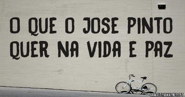 O que o Jose pinto quer na vida e paz