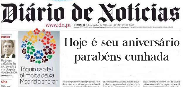 Hoje é seu aniversário
parabéns cunhada