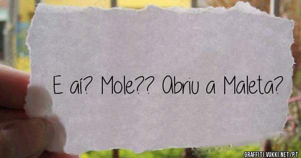 E aí? Mole?? Abriu a Maleta?