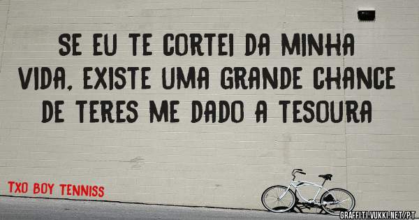 Se eu te cortei da minha vida, existe uma grande chance de teres me dado a tesoura 