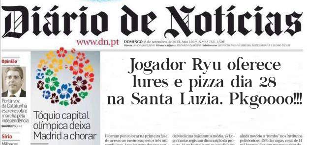Jogador Ryu oferece lures e pizza dia 28 na Santa Luzia. Pkgoooo!!!