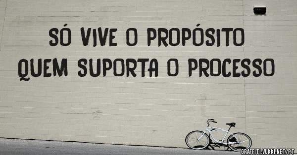 SÓ VIVE O PROPÓSITO QUEM SUPORTA O PROCESSO