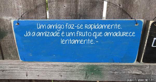 Um amigo faz-se rapidamente. Já a amizade é um fruto que amadurece lentamente. - 