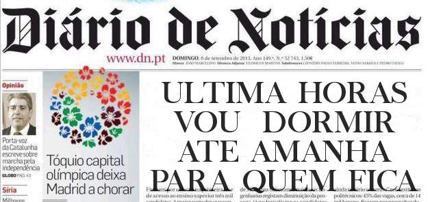 ULTIMA HORAS 
VOU  DORMIR 
ATE AMANHA 
PARA QUEM FICA 