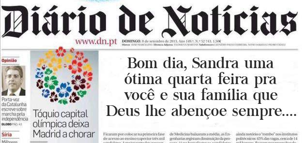 Bom dia, Sandra uma ótima quarta feira pra você e sua família que Deus lhe abençoe sempre....