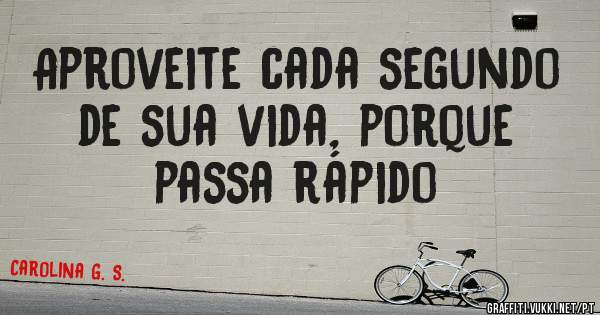 Aproveite cada segundo de sua vida, porque passa rápido