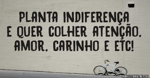 Planta indiferença e quer colher atenção, amor, carinho e etc!