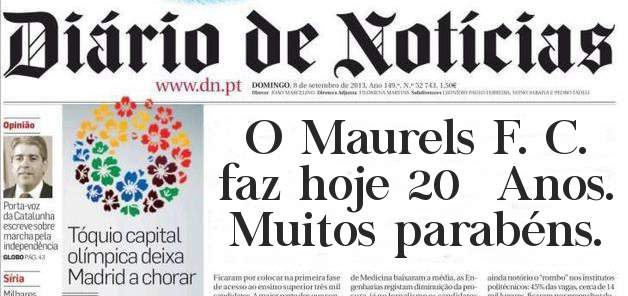 O Maurels F. C. faz hoje 20  Anos.
Muitos parabéns.
