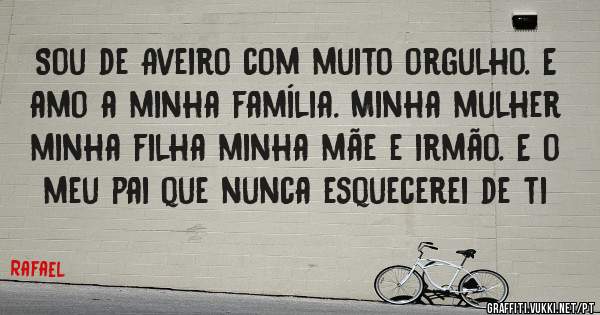 Sou de Aveiro com muito orgulho. E amo a minha família. Minha mulher minha filha minha mãe e irmão. E o meu pai que nunca esquecerei de ti 