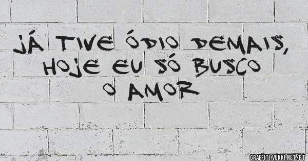 Já tive ódio demais, hoje eu só busco o amor