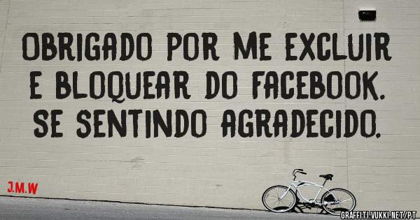 Obrigado por me excluir e bloquear do Facebook.
Se sentindo agradecido.

