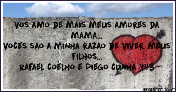 vos amo de mais meus amores da mama... 
voces sao a minha razao de viver meus filhos...

Rafael coelho e Diego Cunha <3