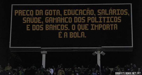 Preco da gota, educacão, salários, saúde, gamanco dos políticos e dos bancos. O que importa é a bola. 