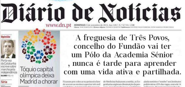A freguesia de Três Povos, concelho do Fundão vai ter um Pólo da Academia Sénior , nunca é tarde para aprender com uma vida ativa e partilhada.