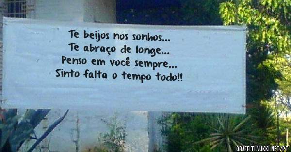 Te beijos nos sonhos...
Te abraço de longe...
Penso em você sempre...

Sinto falta o tempo todo!!