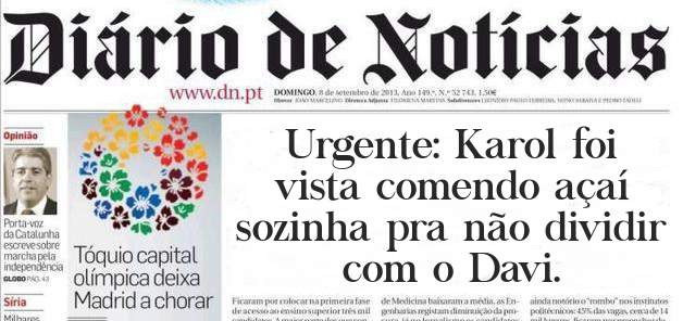 Urgente: Karol foi vista comendo açaí sozinha pra não dividir com o Davi.