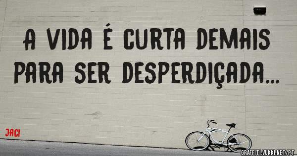 A vida é curta demais para ser desperdiçada...