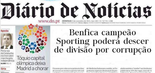 Benfica campeão Sporting poderá descer de divisão por corrupção
