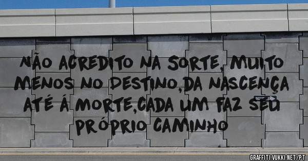 Não acredito na Sorte, muito menos no Destino,da nascença até á Morte,cada um faz seu próprio Caminho
