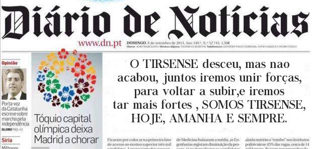 O TIRSENSE desceu, mas nao acabou, juntos iremos unir forças, para voltar a subir,e iremos tar mais fortes , SOMOS TIRSENSE, HOJE, AMANHA E SEMPRE. 