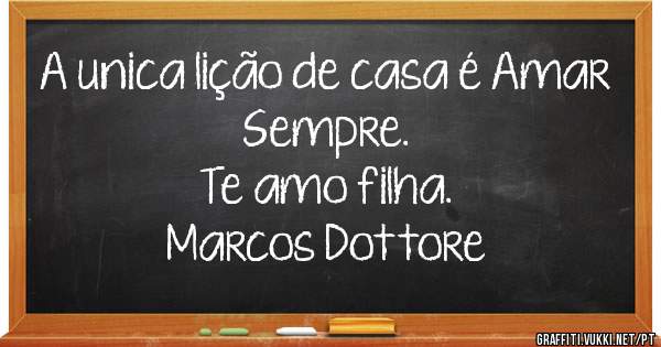 A unica lição de casa é Amar Sempre.
Te amo filha.
Marcos Dottore