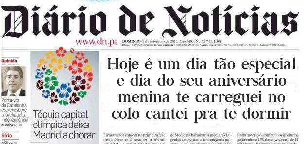 Hoje é um dia tão especial e dia do seu aniversário menina te carreguei no colo cantei pra te dormir