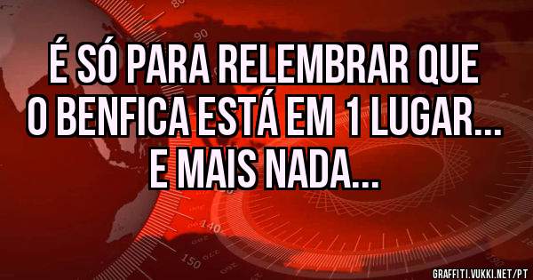 É só para relembrar que o Benfica está em 1 lugar...
E mais nada...