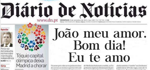 João meu amor. Bom dia! 
Eu te amo